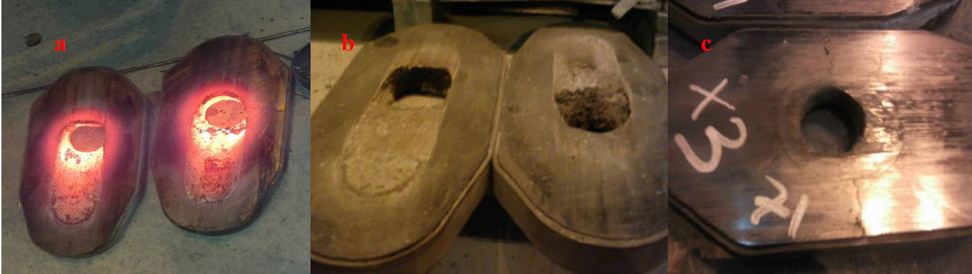 Figure 5: After Casting (a: B.2 Slide Plate, b: B.1 slide plate, c: C.2 slide plate